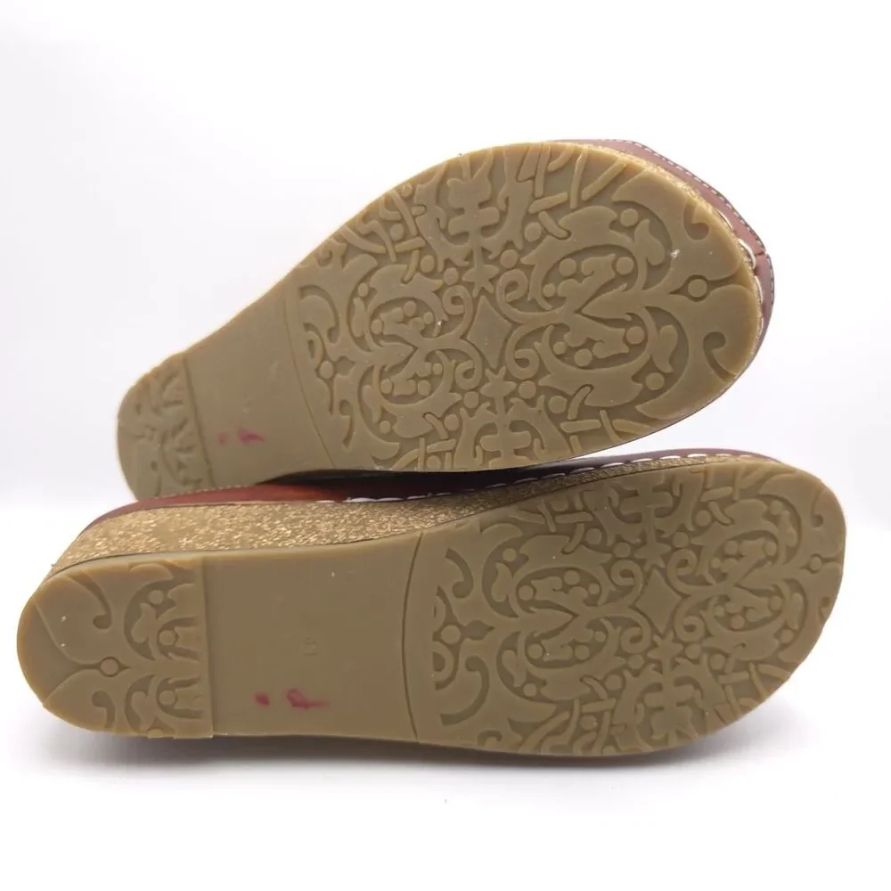 L'Artiste Spring Step Cuteness LEATHER Wedge‎ Sandals DELPHIA 41 Embossed Floral